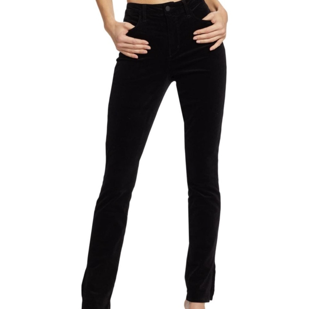 L'agence Josie high rise split side hem skinny velvet pant